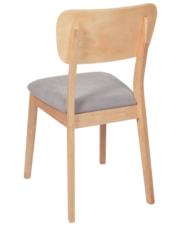 Sett med 2 spisestoler Lyst tre Lysegrå Gummitre Polyester Polstret sete Uten armlener Klassisk og moderne design Kjøkken Spisestue