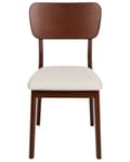 Miniatyrbilde 4 av 9: Sett med 2 spisestoler Mørkt tre Lys beige Gummitre Polyester Polstret sete Uten armlener Klassisk og moderne design Kjøkken Spisestue