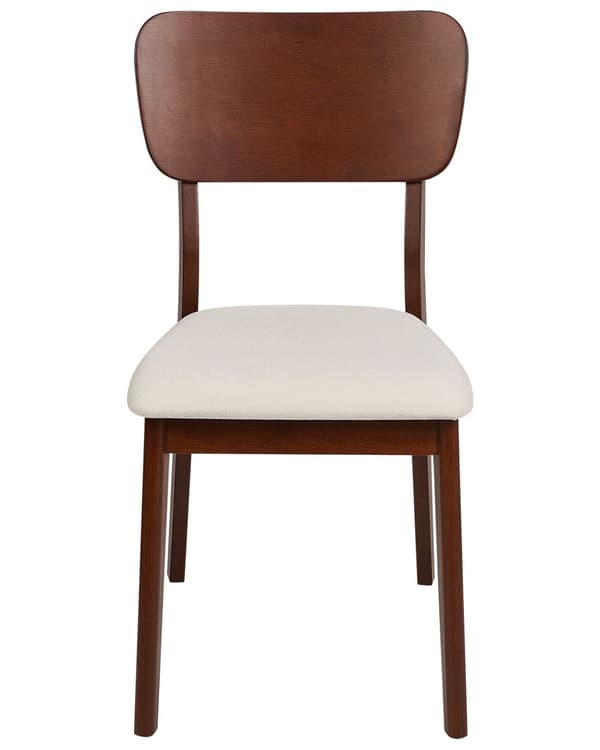 Sett med 2 spisestoler Mørkt tre Lys beige Gummitre Polyester Polstret sete Uten armlener Klassisk og moderne design Kjøkken Spisestue