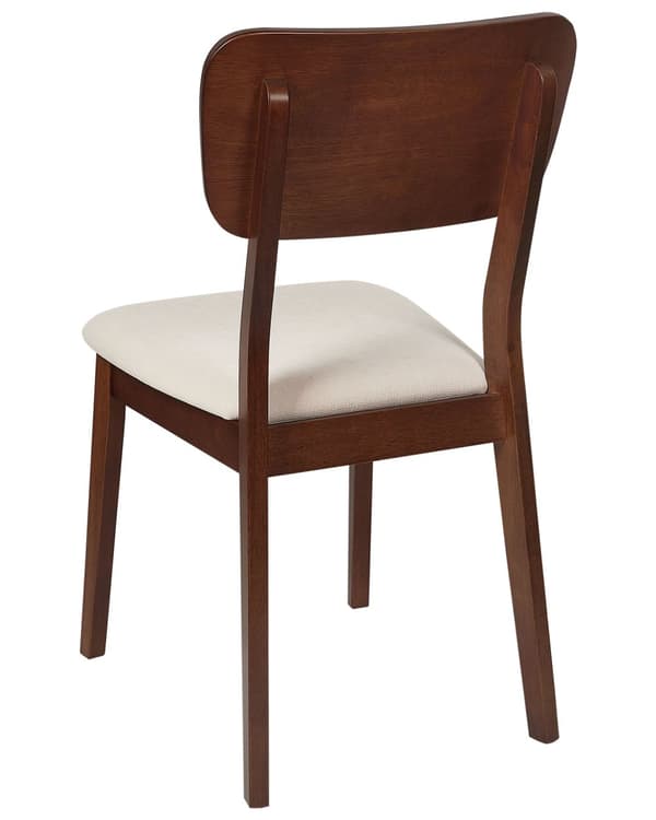 Sett med 2 spisestoler Mørkt tre Lys beige Gummitre Polyester Polstret sete Uten armlener Klassisk og moderne design Kjøkken Spisestue