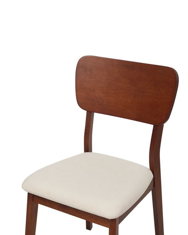 Sett med 2 spisestoler Mørkt tre Lys beige Gummitre Polyester Polstret sete Uten armlener Klassisk og moderne design Kjøkken Spisestue