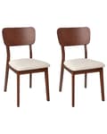 Miniatyrbilde 1 av 9: Sett med 2 spisestoler Mørkt tre Lys beige Gummitre Polyester Polstret sete Uten armlener Klassisk og moderne design Kjøkken Spisestue