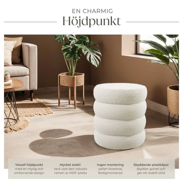 Sittpuff med förvaringsutrymme Altu - Bouclé cremevit