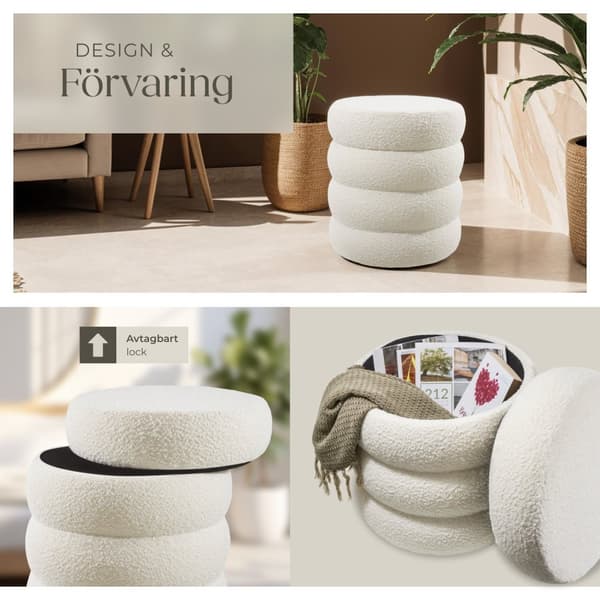 Sittpuff med förvaringsutrymme Altu - Bouclé cremevit