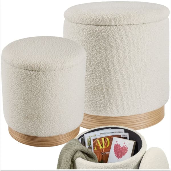 2-set sittpallar Orchide, vadderade, med förvaring - creme