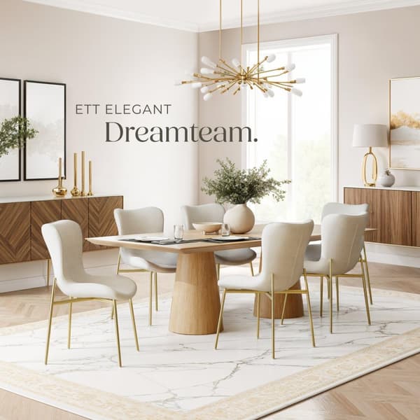 Stoppad stol Tessa - Sammet beige/guld, Uppsättning om 4