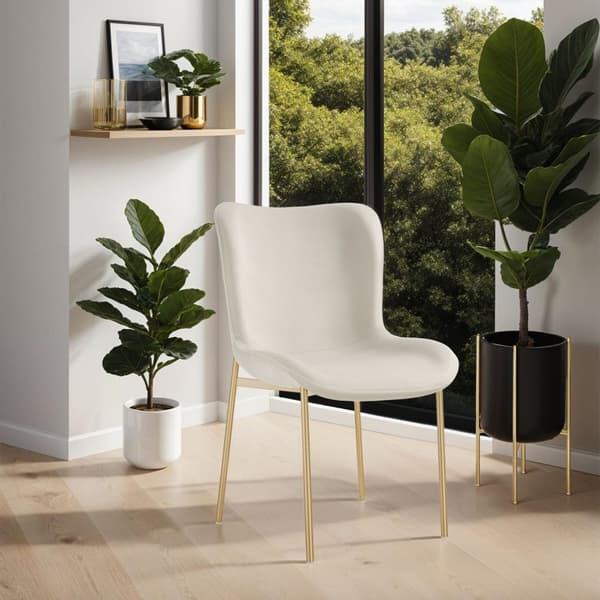 Stoppad stol Tessa - Sammet beige/guld, Uppsättning om 4
