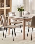 Miniatyrbillede 2 af 9: Spisebordsstol Beige Velour Sæt af 2 Polstrede Spisestuestole Komfortable til Spisestue Køkken Stofstole Indretning Skandinavisk