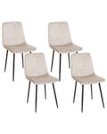 Miniatyrbillede 1 af 9: Spisebordsstol Beige Velour Sæt af 2 Polstrede Spisestuestole Komfortable til Spisestue Køkken Stofstole Indretning Skandinavisk