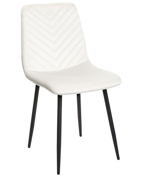 Spisebordsstol Off White Velour Sæt af 2 Polstrede Spisestuestole Komfortable til Spisestue Køkken Stofstole Indretning Skandinavisk