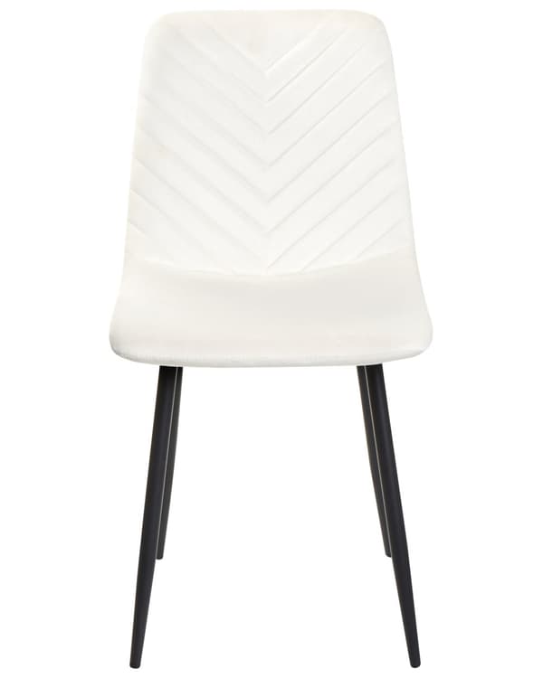 Spisebordsstol Off White Velour Sæt af 2 Polstrede Spisestuestole Komfortable til Spisestue Køkken Stofstole Indretning Skandinavisk