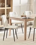 Miniatyrbillede 2 af 10: Spisebordsstol Off White Velour Sæt af 2 Polstrede Spisestuestole Komfortable til Spisestue Køkken Stofstole Indretning Skandinavisk