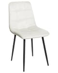 Miniatyrbillede 4 af 9: Spisebordsstol Off White Velour Sæt af 2 Polstrede Spisestuestole Komfortable til Spisestue Køkken Stofstole Indretning Skandinavisk