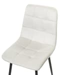 Miniatyrbillede 7 af 9: Spisebordsstol Off White Velour Sæt af 2 Polstrede Spisestuestole Komfortable til Spisestue Køkken Stofstole Indretning Skandinavisk