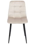 Miniatyrbillede 5 af 9: Spisebordsstol Beige Velour Sæt af 2 Polstrede Spisestuestole Komfortable til Spisestue Køkken Stofstole Indretning Skandinavisk