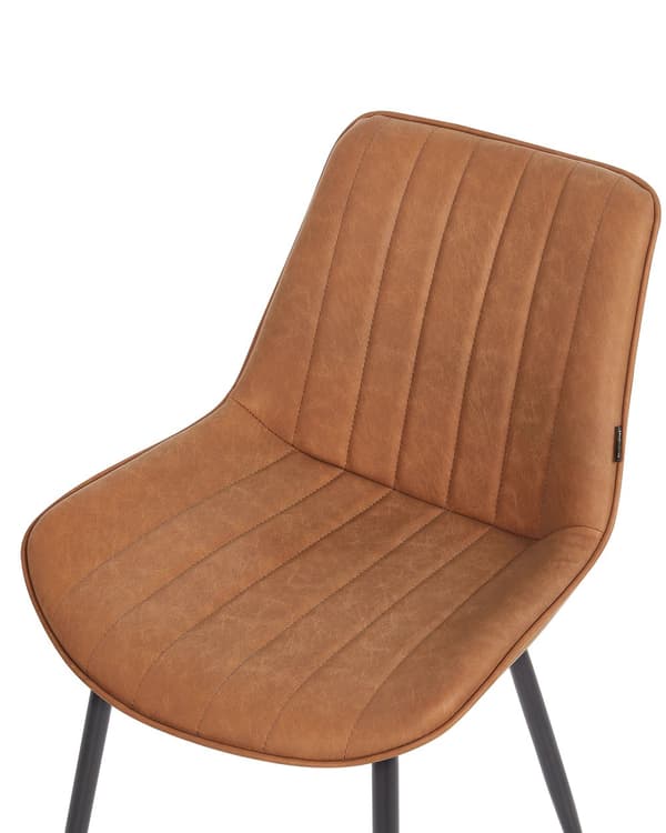 Ruokatuoli ruskea keinonahka verhoilu 2 kpl setti käsinojaton tikattu retro