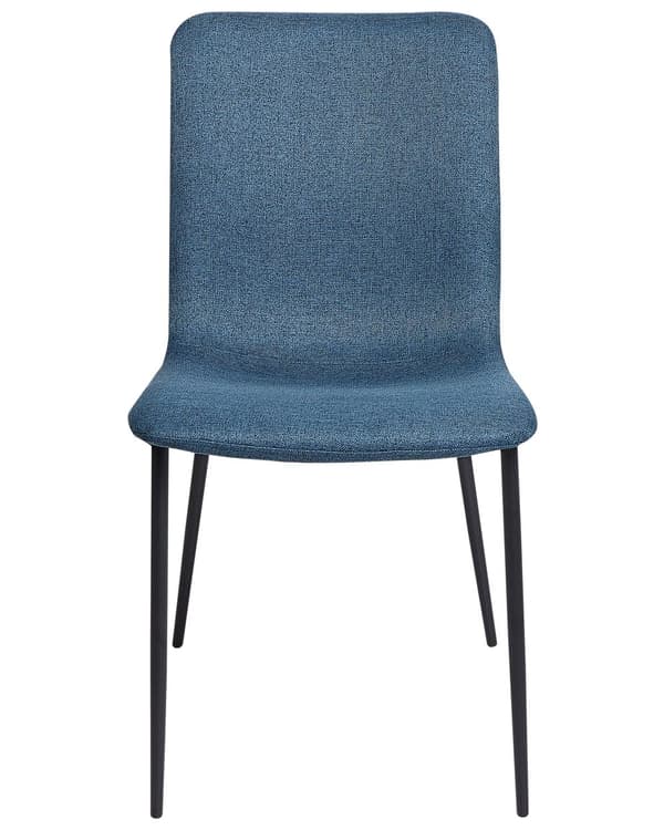 Sæt med 4 spisestuestole mørkeblå polyester spisestue jernben elegant stue køkken