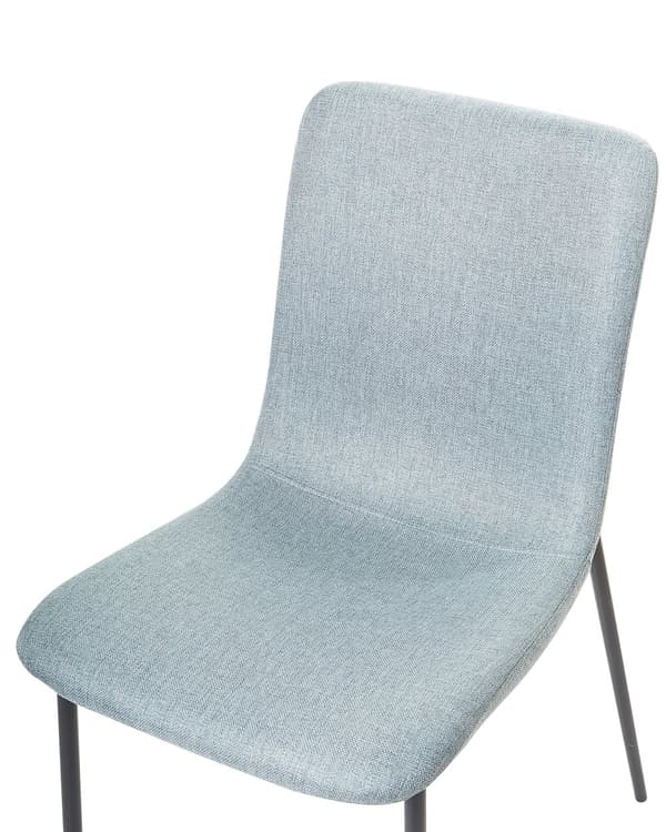Sæt med 4 spisestuestole lyseblå polyester spisestue jernben elegant stue køkken