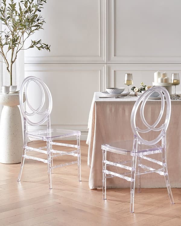 Sett med 2 Spisestuestoler i Transparent Plast Spisestuemøbler i Moderne Stil