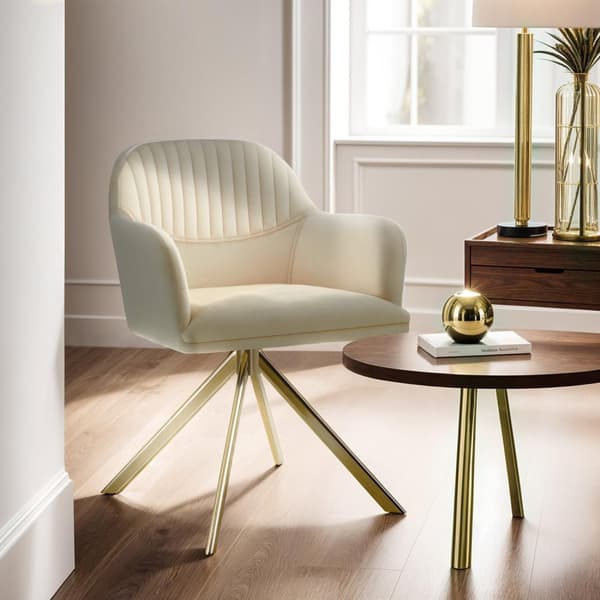 Stol Lona, velour med polstring - creme/guld,pr. stk.
