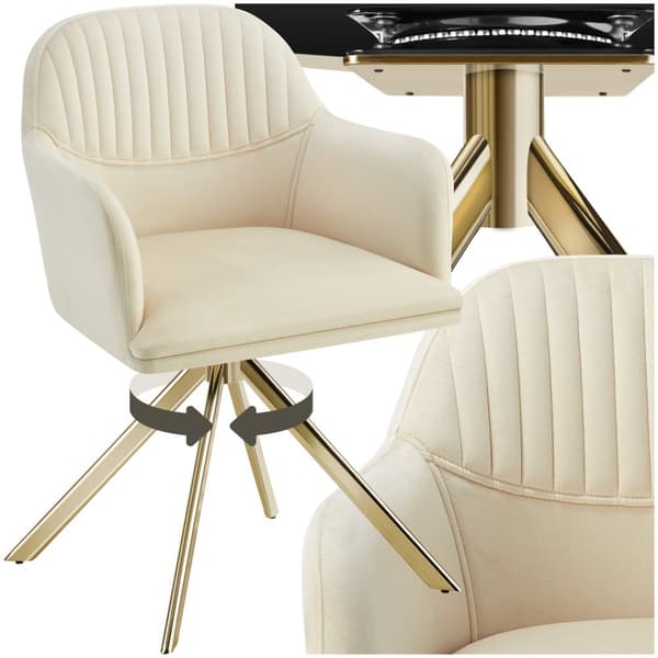 Stol Lona, velour med polstring - creme/guld,pr. stk.