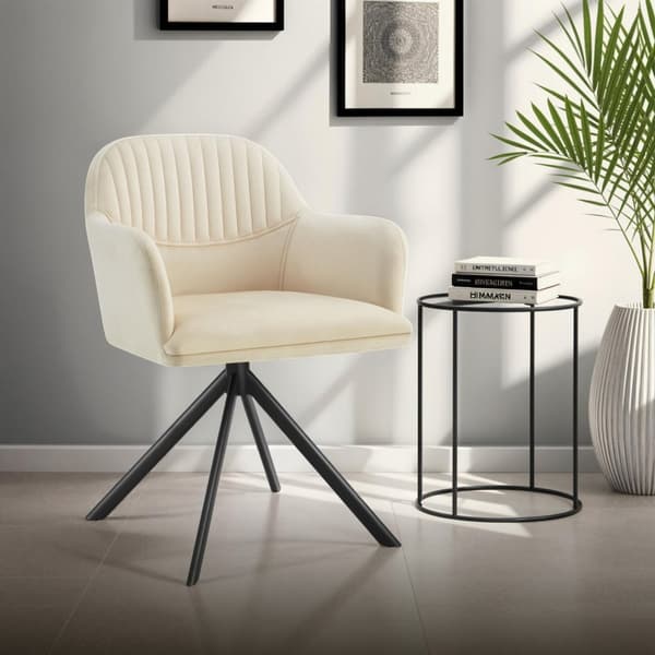 Stol Lona, velour med polstring - creme/sort,Sæt med 4 stk.