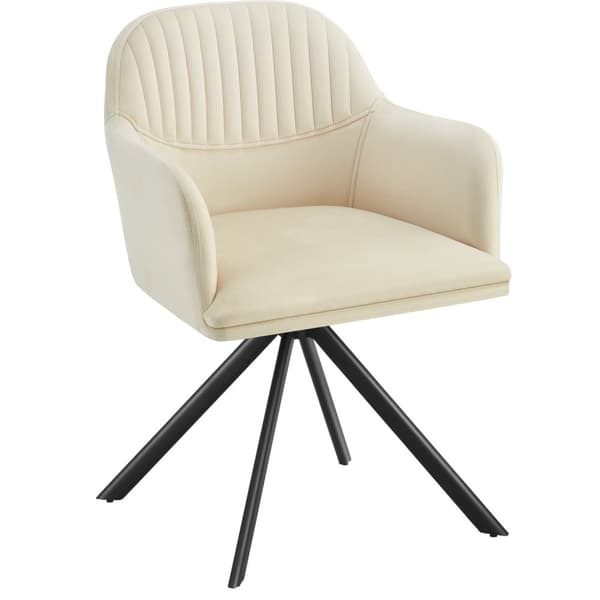 Stol Lona, velour med polstring - creme/sort,Sæt med 4 stk.