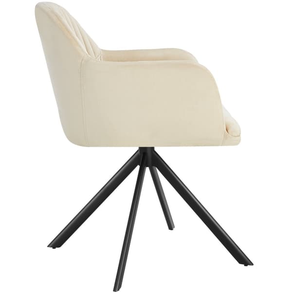 Stol Lona, velour med polstring - creme/sort,Sæt med 4 stk.