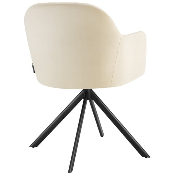Stol Lona, velour med polstring - creme/sort,Sæt med 4 stk.