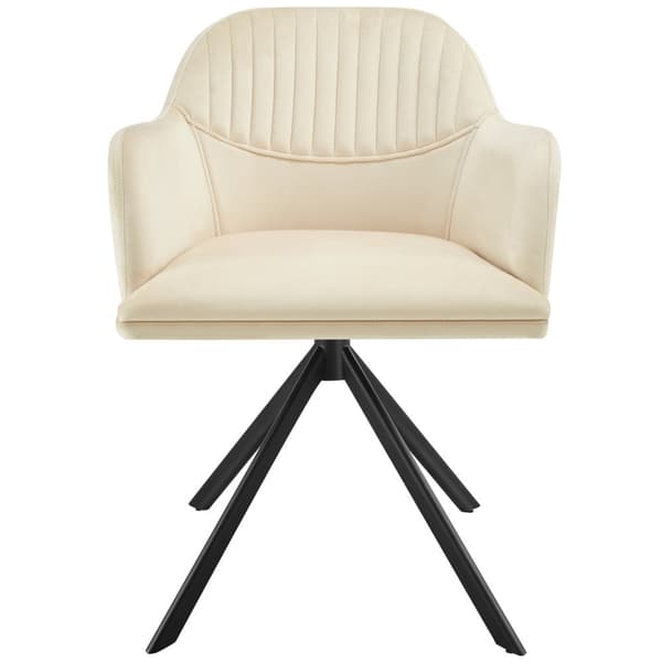 Stol Lona, velour med polstring - creme/sort,Sæt med 4 stk.