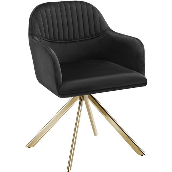 Stol Lona, velour med polstring - sort/guld,Sæt med 2 stk.