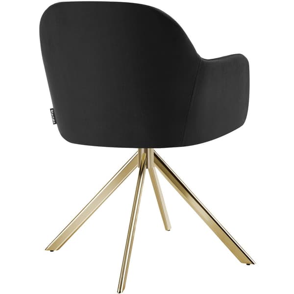 Stol Lona, velour med polstring - sort/guld,Sæt med 2 stk.