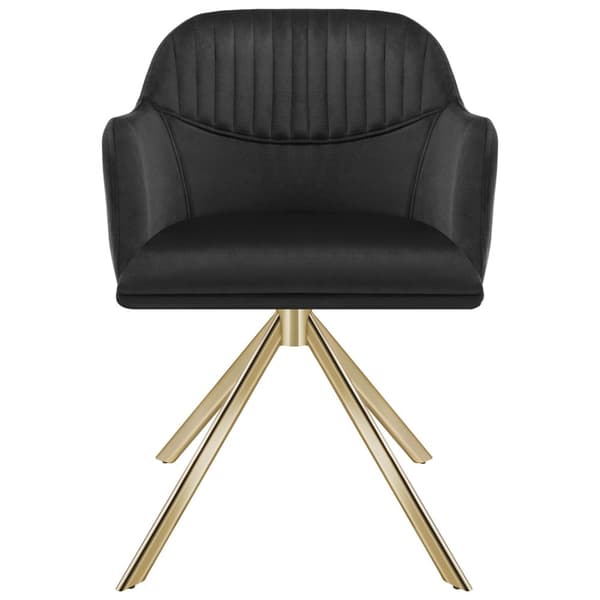 Stol Lona, velour med polstring - sort/guld,Sæt med 2 stk.