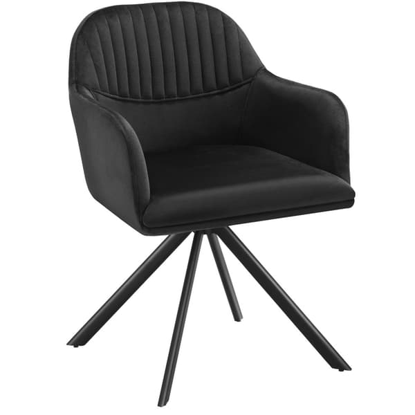 Stol Lona, velour med polstring - sort/sort,Sæt med 6 stk.