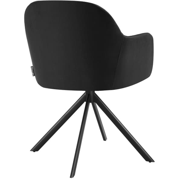Stol Lona, velour med polstring - sort/sort,Sæt med 4 stk.