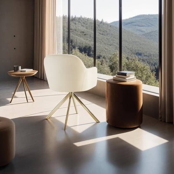 Stol Lona, velour med polstring - creme/guld,Sæt med 4 stk.