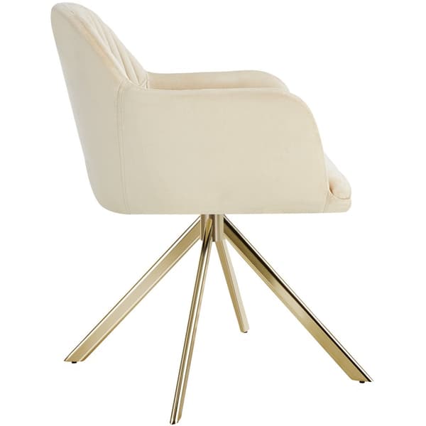 Stol Lona, velour med polstring - creme/guld,Sæt med 4 stk.