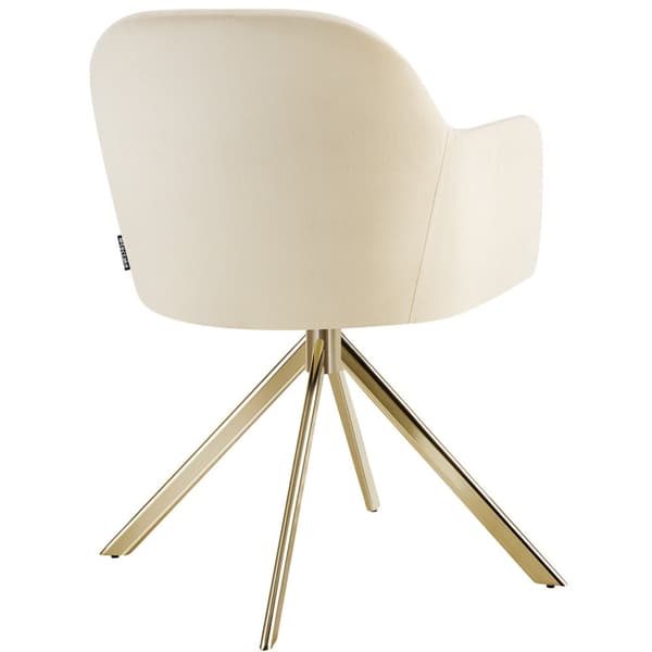 Stol Lona, velour med polstring - creme/guld,Sæt med 4 stk.