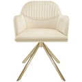 Miniatyrbillede 11 af 11: Stol Lona, velour med polstring - creme/guld,Sæt med 4 stk.