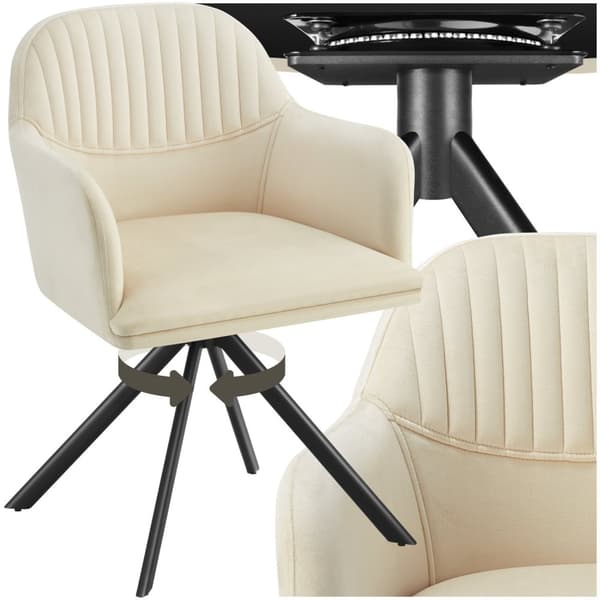 Stol Lona, velour med polstring - creme/sort,pr. stk.