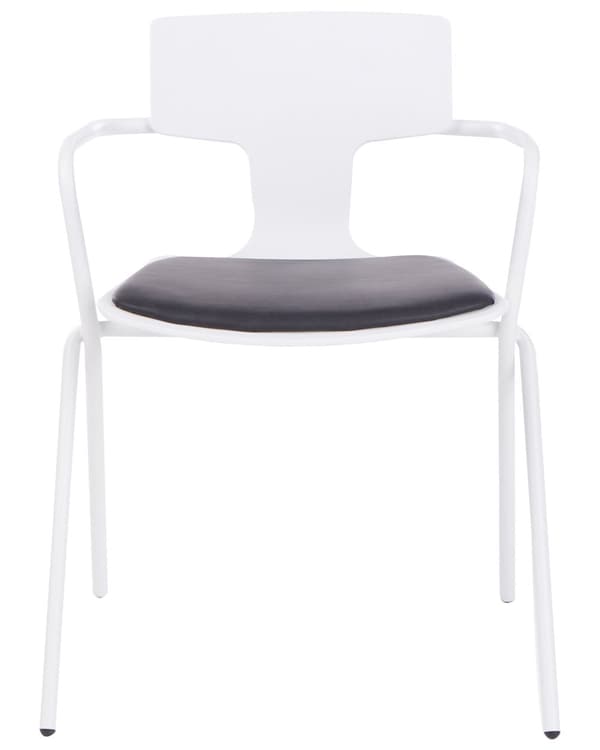 Spisebordsstol Hvid Plast Sæt af 2 Spisestole med Armlæn Køkkenstole Spisestuestole Design Kantinestole