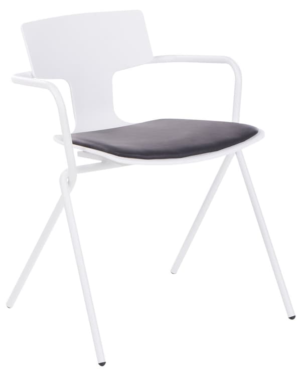 Spisebordsstol Hvid Plast Sæt af 2 Spisestole med Armlæn Køkkenstole Spisestuestole Design Kantinestole