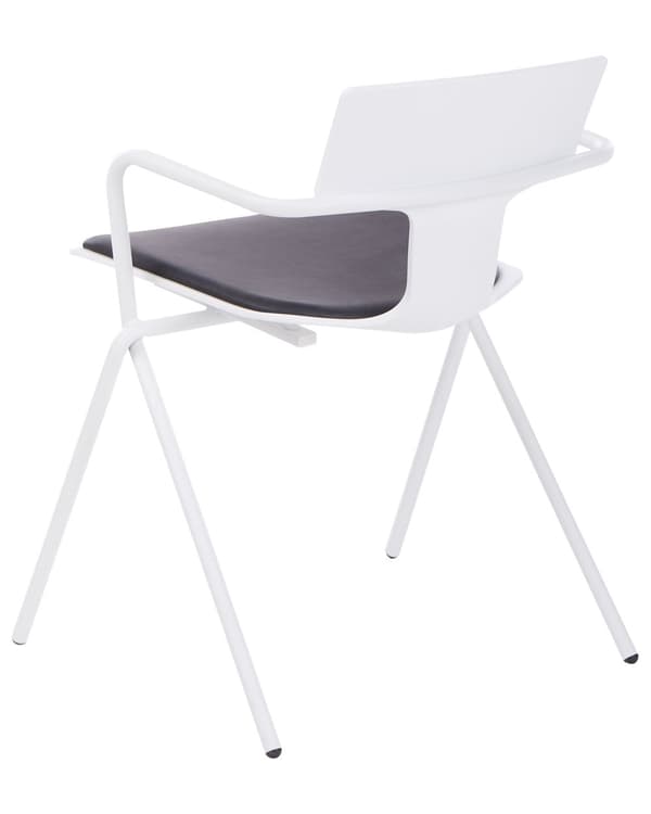 Spisebordsstol Hvid Plast Sæt af 2 Spisestole med Armlæn Køkkenstole Spisestuestole Design Kantinestole