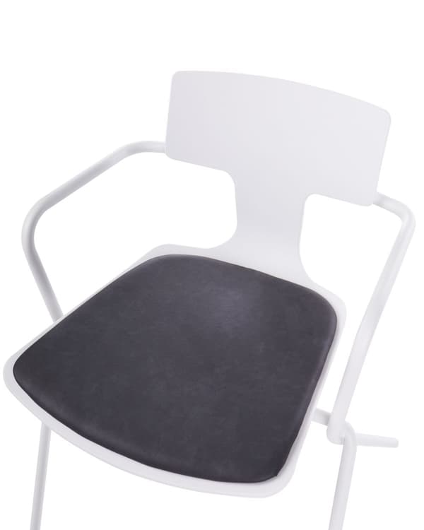 Spisebordsstol Hvid Plast Sæt af 2 Spisestole med Armlæn Køkkenstole Spisestuestole Design Kantinestole