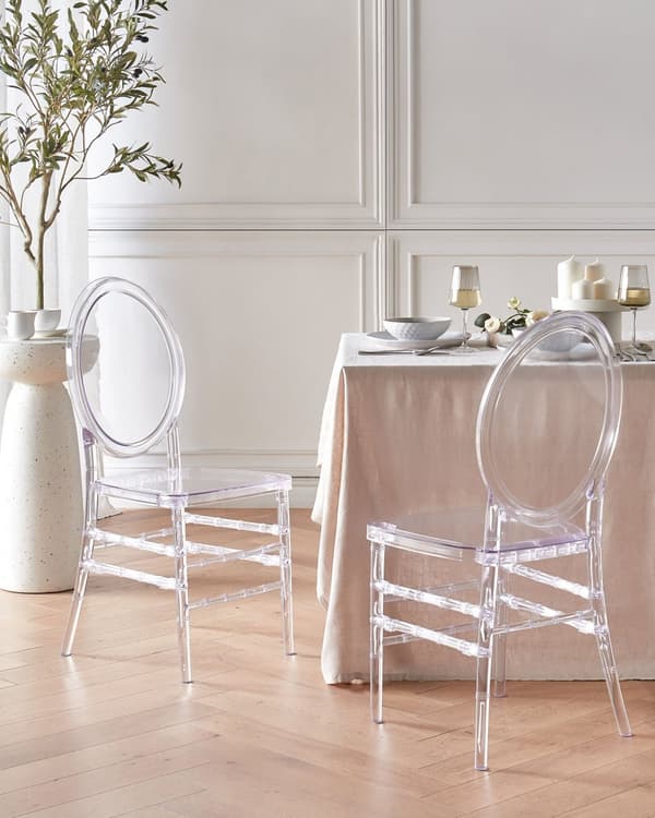 Set om 2 Matstolar Transparent Plast Modern Elegant Stil Matsal Kök