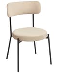 Miniatyrbild 4 av 9: Set med 2 Matstolar Ljusbeige Bouclé Svarta Stålben Modern Design Matsal Kök Bar Sittmöbler