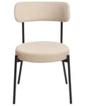 Miniatyrbild 5 av 9: Set med 2 Matstolar Ljusbeige Bouclé Svarta Stålben Modern Design Matsal Kök Bar Sittmöbler