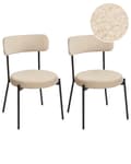 Miniatyrbild 1 av 9: Set med 2 Matstolar Ljusbeige Bouclé Svarta Stålben Modern Design Matsal Kök Bar Sittmöbler