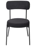 Miniatyrbild 5 av 9: Set med 2 Matstolar Svart Bouclé Svarta Stålben Modern Design Matsal Kök Bar Sittmöbler