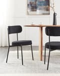 Miniatyrbild 2 av 9: Set med 2 Matstolar Svart Bouclé Svarta Stålben Modern Design Matsal Kök Bar Sittmöbler